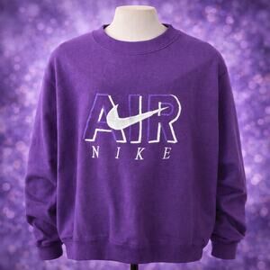 VTG Nike Air USA 1990s Embroidered Purple Sweatshirt XL